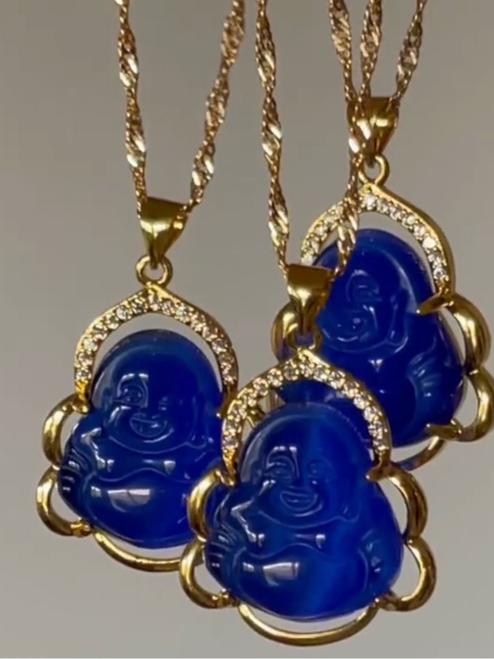 Gold-Tone Blue Buddha Pendant Necklace - Women's Jewelry 18inch